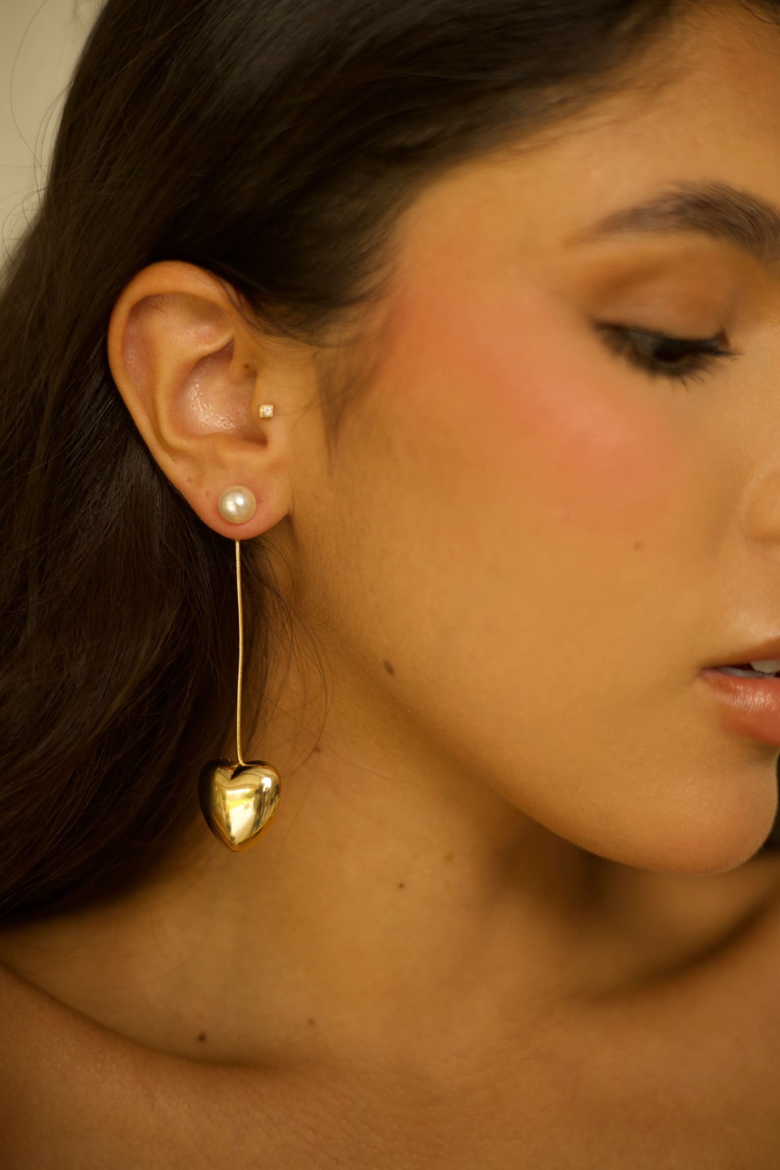 Aretes Corazón Gold Pearl
