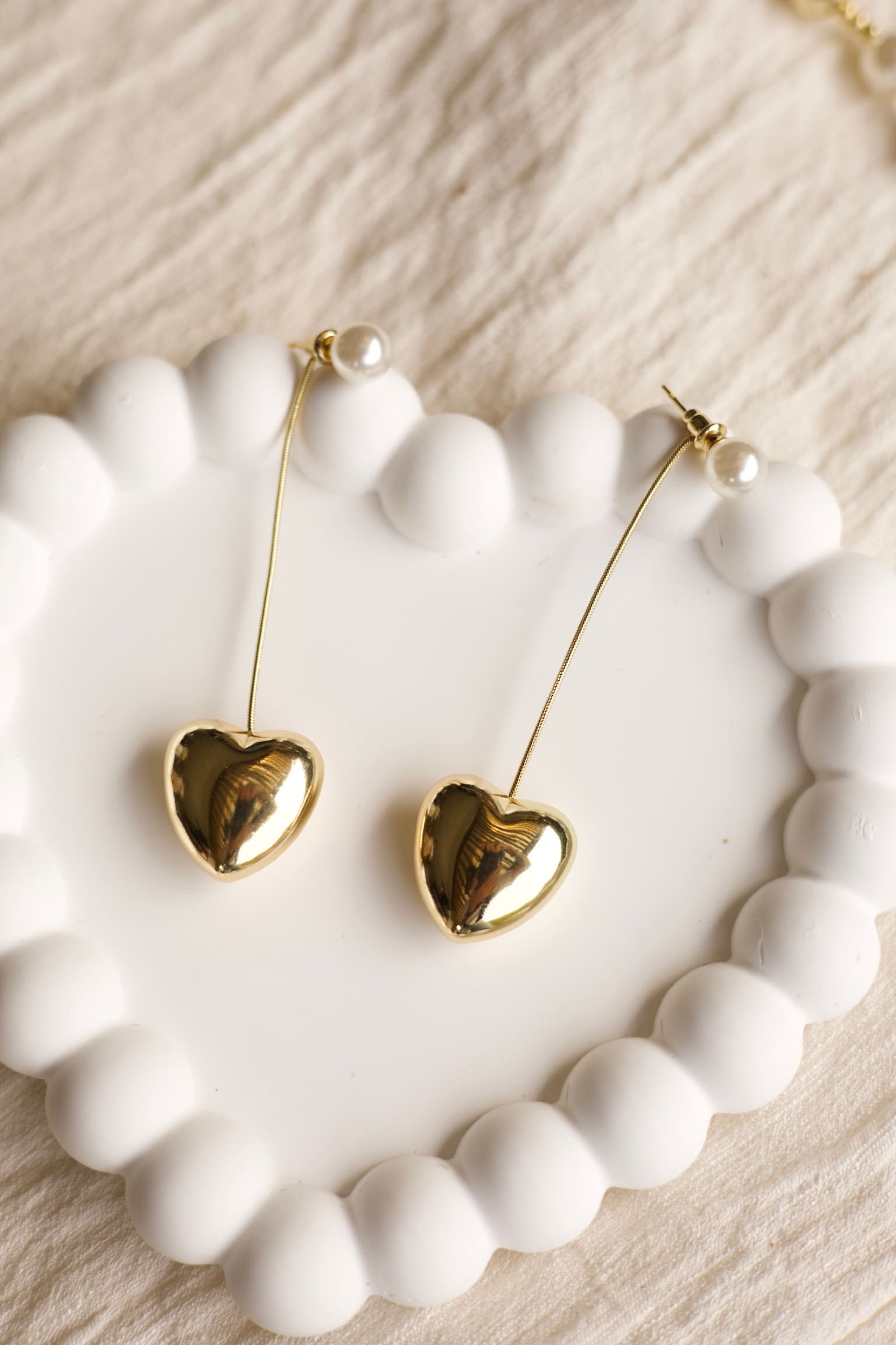 Aretes Corazón Gold Pearl